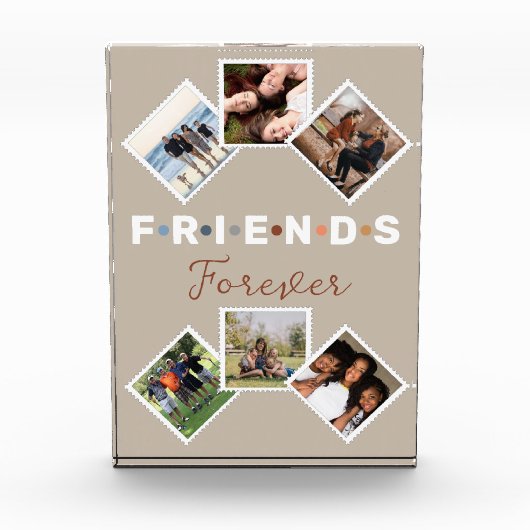Moderne Beige Freunde für immer FotoCollage Fotoblock (Vorderseite)