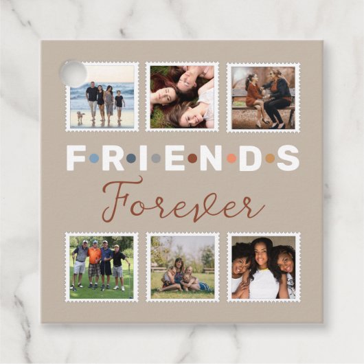 Moderne Beige Freunde für immer FotoCollage Geschenkanhänger (Vorderseite)
