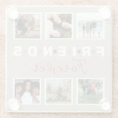 Moderne Beige Freunde für immer FotoCollage Glasuntersetzer (Rückseite)