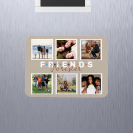 Moderne Beige Freunde für immer FotoCollage Magnet