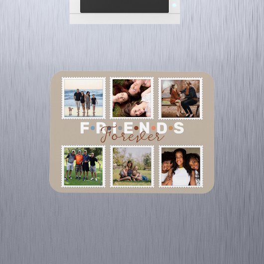 Moderne Beige Freunde für immer FotoCollage Magnet