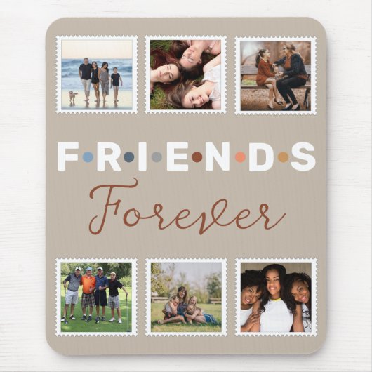 Moderne Beige Freunde für immer FotoCollage Mousepad (Vorne)