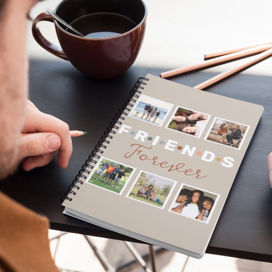 Moderne Beige Freunde für immer FotoCollage Notizblock