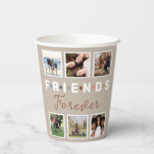 Moderne Beige Freunde für immer FotoCollage Pappbecher (Rückseite)
