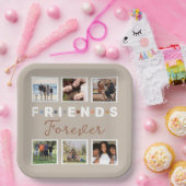 Moderne Beige Freunde für immer FotoCollage Pappteller (Party)