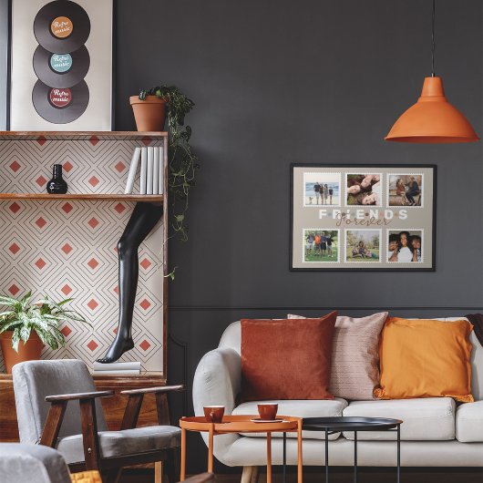 Moderne Beige Freunde für immer FotoCollage Poster