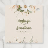 Moderne beige Gastgeschenk Hochzeit Geschenkanhänger (Rückseite)