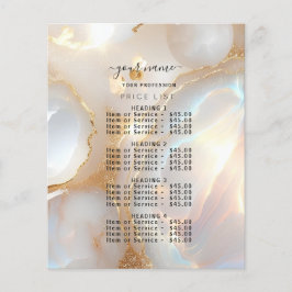 Moderne Beige-Gold-Opalstein-Preisliste-Menü Flyer