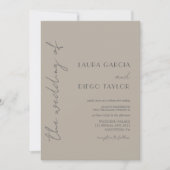 Moderne Beige Gray Wedding Einladung (Vorderseite)