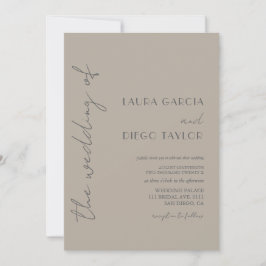 Moderne Beige Gray Wedding Einladung