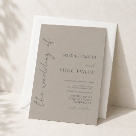 Moderne Beige Gray Wedding Einladung