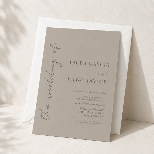 Moderne Beige Gray Wedding Einladung