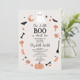Moderne Beige Halloween Little Boo Baby Dusche Einladung