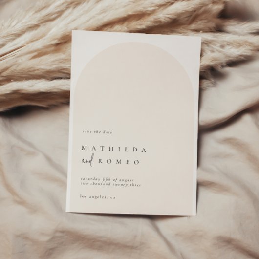 Moderne beige Hochzeit in minimalistischem Stil re Einladung