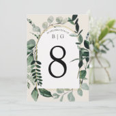 Moderne beige Hochzeitsfeier im Garten Tischnummer (Stehend Vorderseite)