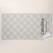 Moderne Beige Kariert Bridesmaid Strandtuch (Vorderseite)