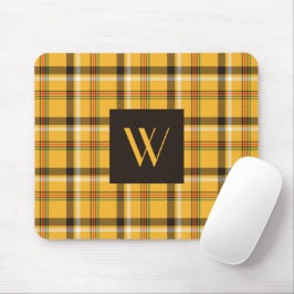 Moderne Beige Karierte Karo Muster Monogram Mousepad