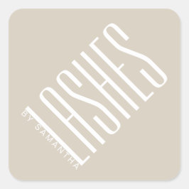Moderne beige lasche dünne Typografie Quadratischer Aufkleber