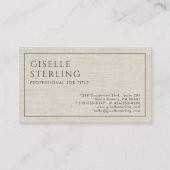Moderne beige Leinen-Luxus-QR-Code Visitenkarte (Vorderseite)