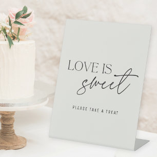 Moderne Beige Liebe ist süße Hochzeitstisch Sockelschild