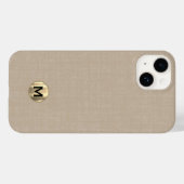Moderne Beige Linen Brushed Gold Monogram Case-Mate iPhone Hülle (Rückseite (Horizontal))
