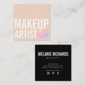 Moderne beige Make-up-Schönheit Quadratische Visitenkarte (Vorne/Hinten)