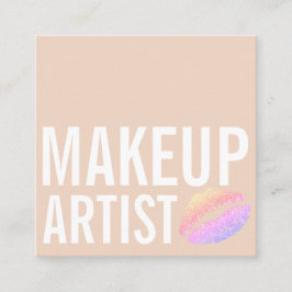 Moderne beige Make-up-Schönheit Quadratische Visitenkarte