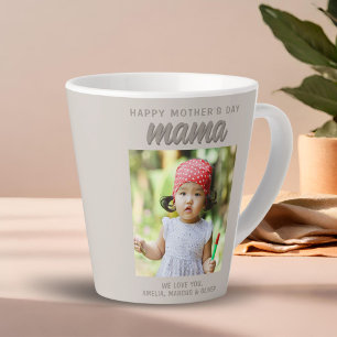 Moderne Beige Mama Kids Foto Muttertag Milchtasse