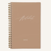 Moderne Beige Minimal-Skript Elegante Custom Notizblock (Vorderseite)