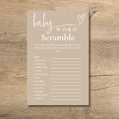Moderne, beige Minimalistische Baby Word Scramble Flyer
