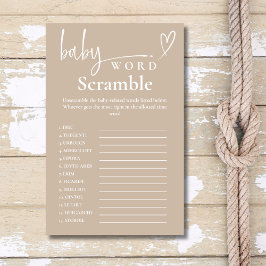 Moderne, beige Minimalistische Baby Word Scramble  Flyer
