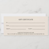 Moderne Beige Mondphasen Elegantes Geschenkzertifi (Rückseite)