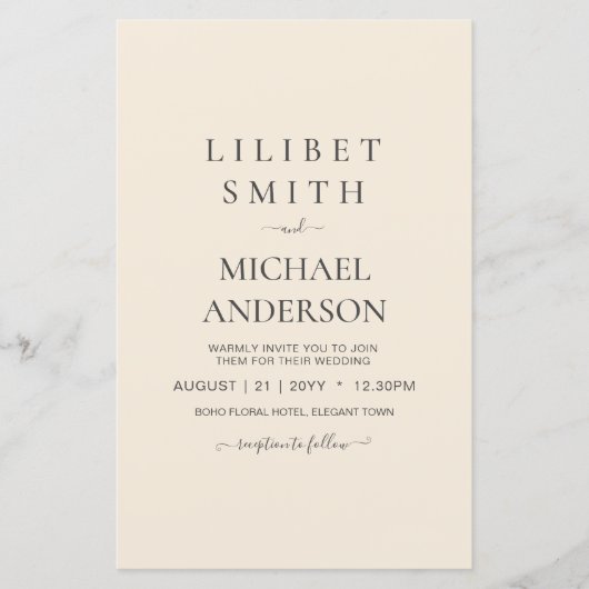 Moderne Beige Monochrome Hochzeit (Vorderseite)