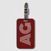 Moderne Beige Monogram und Wein Gepäckanhänger (Vorderseite Vertikal)