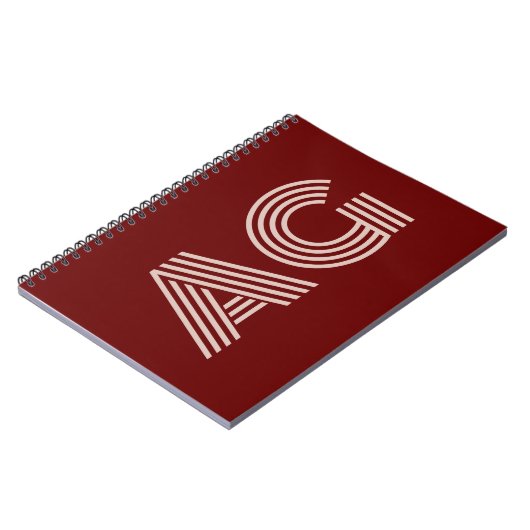 Moderne Beige Monogram und Wein Notizblock (Linke Seite)