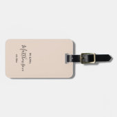 Moderne Beige Mr. and Mrs. Newlyweds Familie Custo Gepäckanhänger (Vorderseite horizontal)