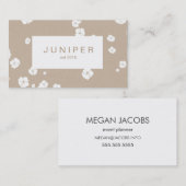 Moderne Beige Natürliche und weiße Blume Visitenkarte (Vorne/Hinten)