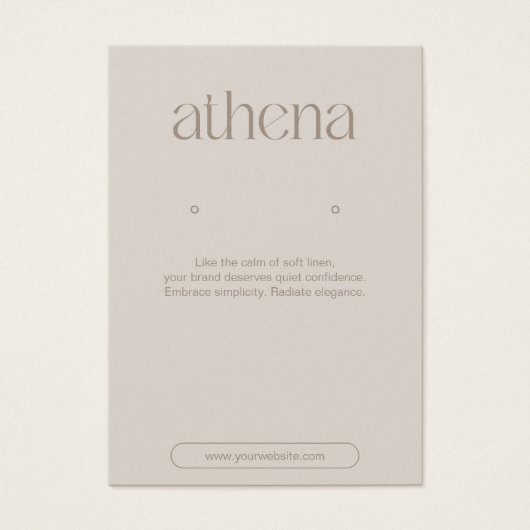 Moderne Beige-Ohrring-Schmuckkarte (Vorderseite)