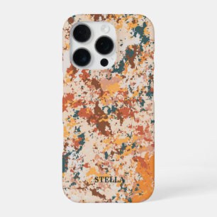 Moderne Beige Orange Camo Armee Personalisiert iPhone 16 Pro Hülle