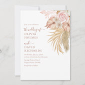 Moderne Beige Pampas Grass Floral Wedding Einladung (Vorderseite)