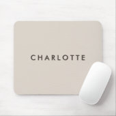 Moderne beige personalisierte Namensmauspad Mousepad (Mit Mouse)