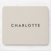 Moderne beige personalisierte Namensmauspad Mousepad (Vorne)