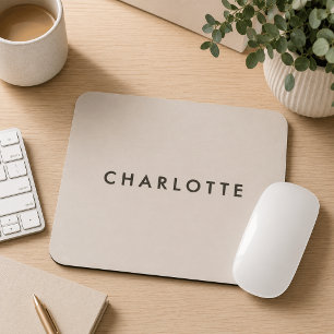 Moderne beige personalisierte Namensmauspad Mousepad