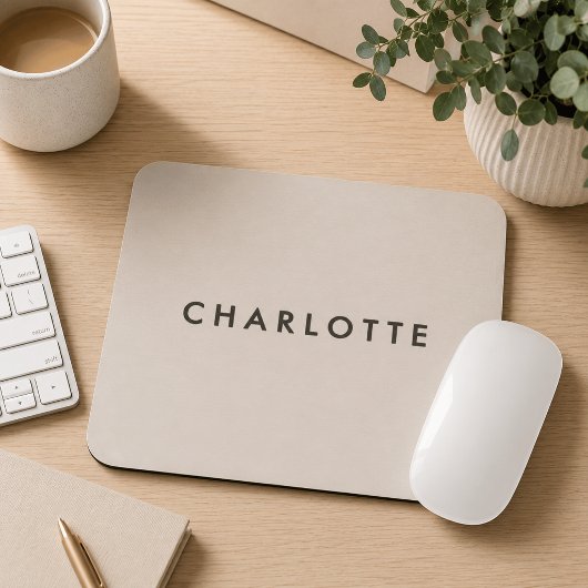 Moderne beige personalisierte Namensmauspad Mousepad