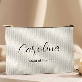 Moderne Beige Petite Pinstripes Zubehörtasche