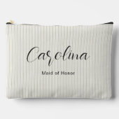 Moderne Beige Petite Pinstripes Zubehörtasche (Vorderseite)