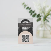 Moderne Beige QR-Code-Foto Visitenkarte (Stehend Vorderseite)