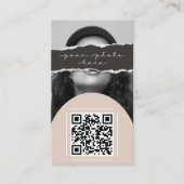 Moderne Beige QR-Code-Foto Visitenkarte (Vorderseite)