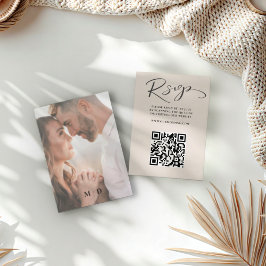 Moderne Beige QR Code UAWG Wedding RSVP Karte
