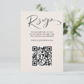 Moderne Beige QR Code UAWG Wedding RSVP Karte (Stehend Vorderseite)
